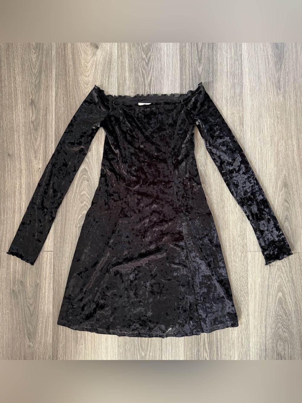 WhimsyGoth Dark Academia Hollister Off the Shoulder Black Velvet Dress Size XS